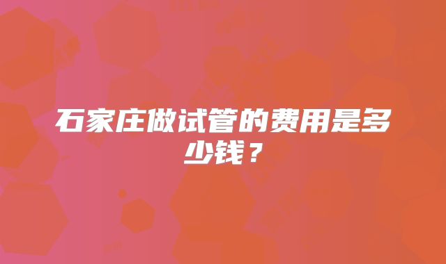石家庄做试管的费用是多少钱？