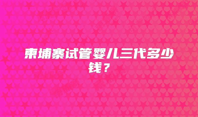 柬埔寨试管婴儿三代多少钱?