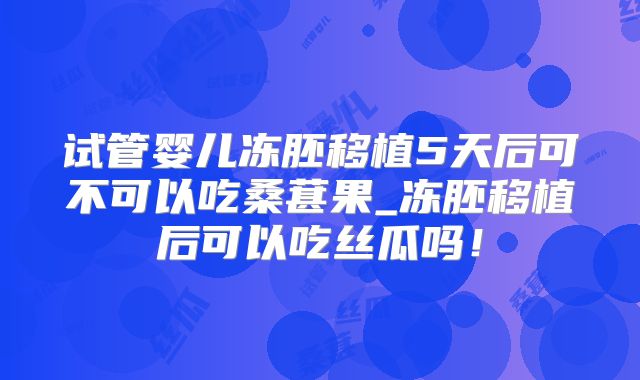 试管婴儿冻胚移植5天后可不可以吃桑葚果_冻胚移植后可以吃丝瓜吗！