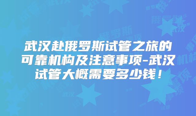 武汉赴俄罗斯试管之旅的可靠机构及注意事项-武汉试管大概需要多少钱！