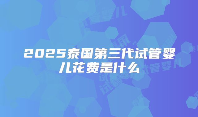 2025泰国第三代试管婴儿花费是什么