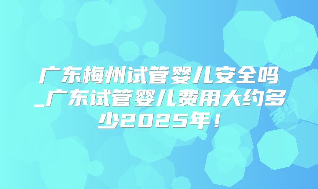 广东梅州试管婴儿安全吗_广东试管婴儿费用大约多少2025年！