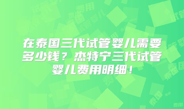 在泰国三代试管婴儿需要多少钱?杰特宁三代试管婴儿费用明细!