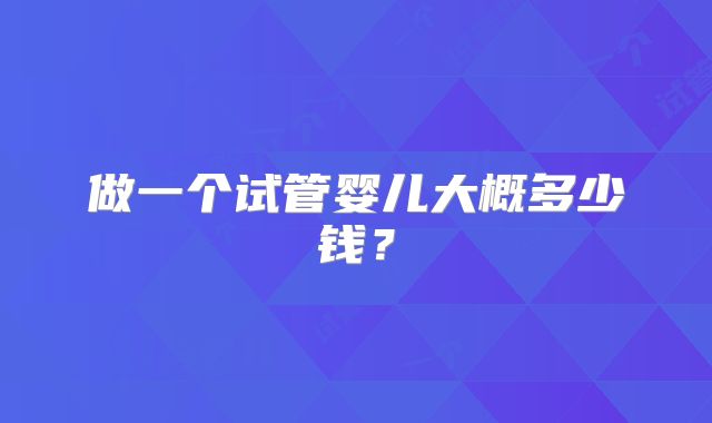 做一个试管婴儿大概多少钱？