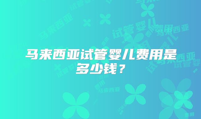 马来西亚试管婴儿费用是多少钱？