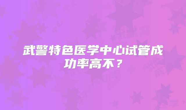 武警特色医学中心试管成功率高不?