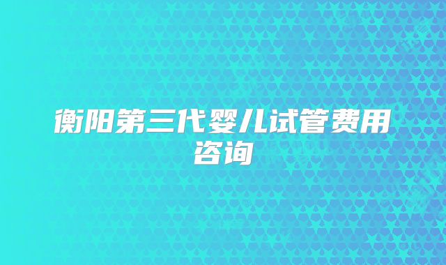 衡阳第三代婴儿试管费用咨询