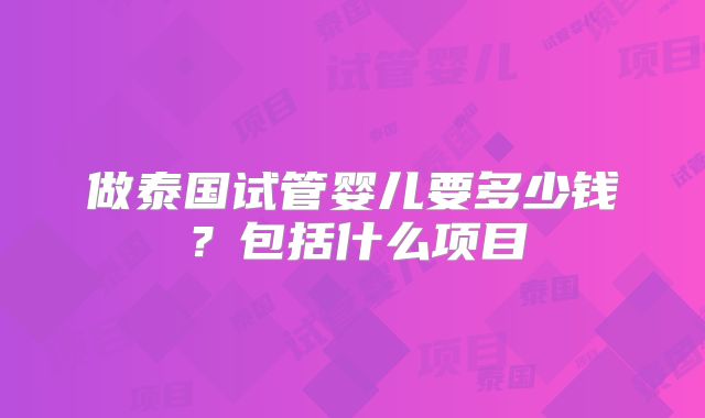 做泰国试管婴儿要多少钱？包括什么项目