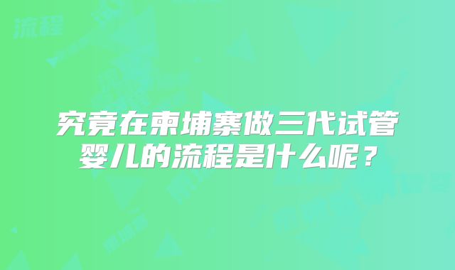 究竟在柬埔寨做三代试管婴儿的流程是什么呢?