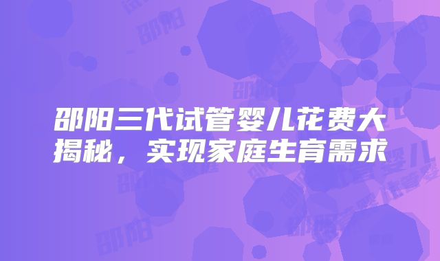 邵阳三代试管婴儿花费大揭秘,实现家庭生育需求
