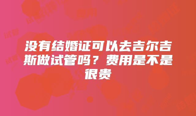 没有结婚证可以去吉尔吉斯做试管吗？费用是不是很贵