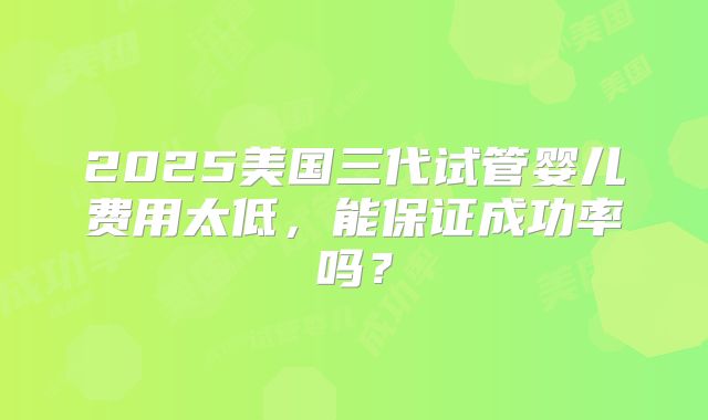 2025美国三代试管婴儿费用太低,能保证成功率吗?