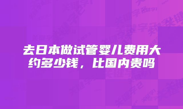 去日本做试管婴儿费用大约多少钱，比国内贵吗