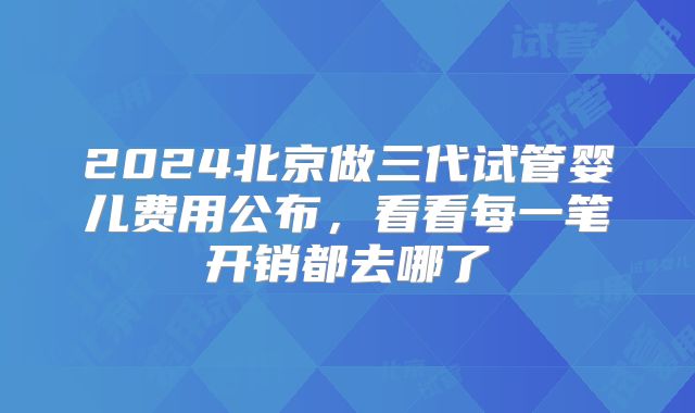 2024北京做三代试管婴儿费用公布，看看每一笔开销都去哪了