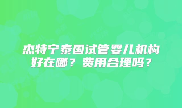 杰特宁泰国试管婴儿机构好在哪?费用合理吗?