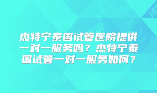 杰特宁泰国试管医院提供一对一服务吗？杰特宁泰国试管一对一服务如何？