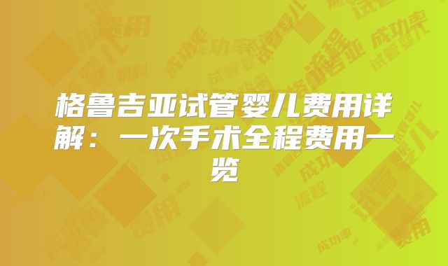 格鲁吉亚试管婴儿费用详解：一次手术全程费用一览
