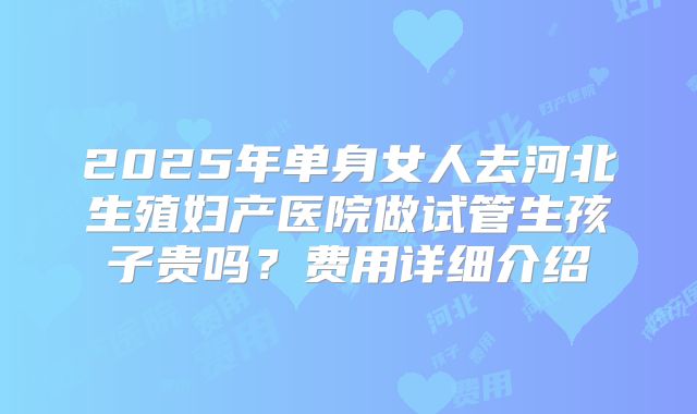 2025年单身女人去河北生殖妇产医院做试管生孩子贵吗？费用详细介绍