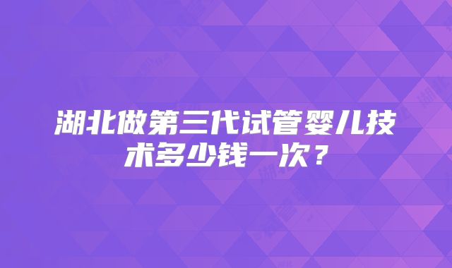 湖北做第三代试管婴儿技术多少钱一次？