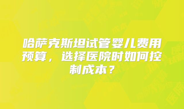 哈萨克斯坦试管婴儿费用预算，选择医院时如何控制成本？