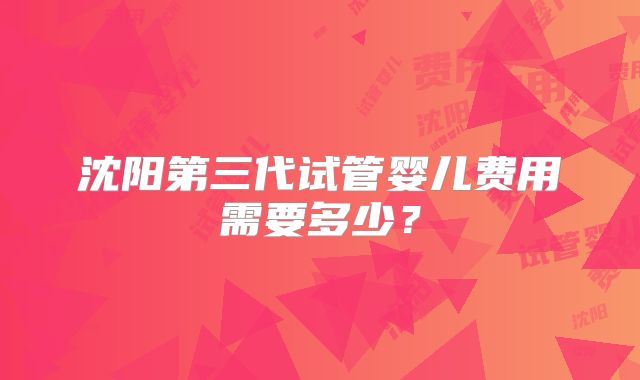 沈阳第三代试管婴儿费用需要多少?
