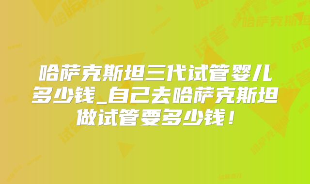 哈萨克斯坦三代试管婴儿多少钱_自己去哈萨克斯坦做试管要多少钱！