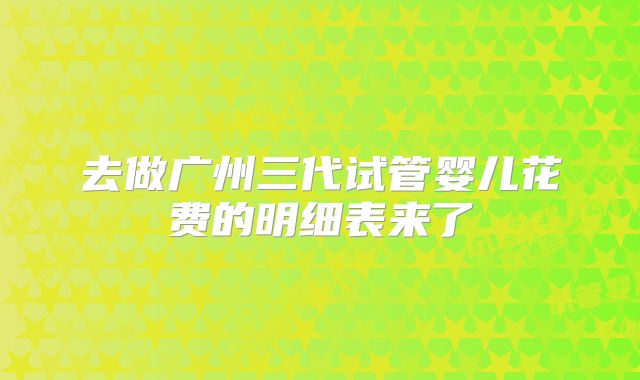 去做广州三代试管婴儿花费的明细表来了