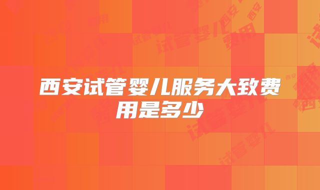 西安试管婴儿服务大致费用是多少