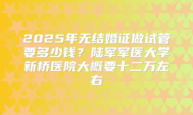 2025年无结婚证做试管要多少钱?陆军军医大学新桥医院大概要十二万左右