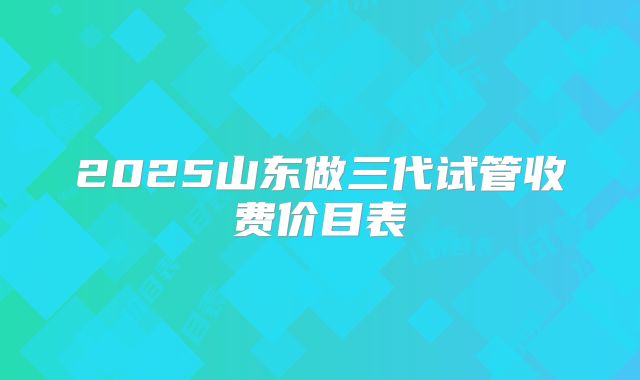 2025山东做三代试管收费价目表
