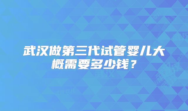 武汉做第三代试管婴儿大概需要多少钱？