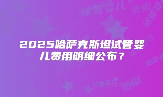 2025哈萨克斯坦试管婴儿费用明细公布?