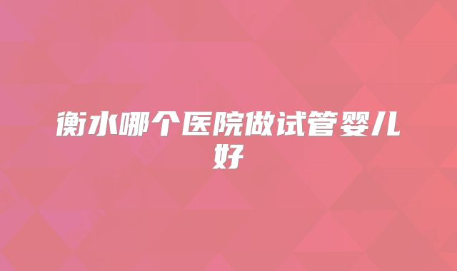 衡水哪个医院做试管婴儿好