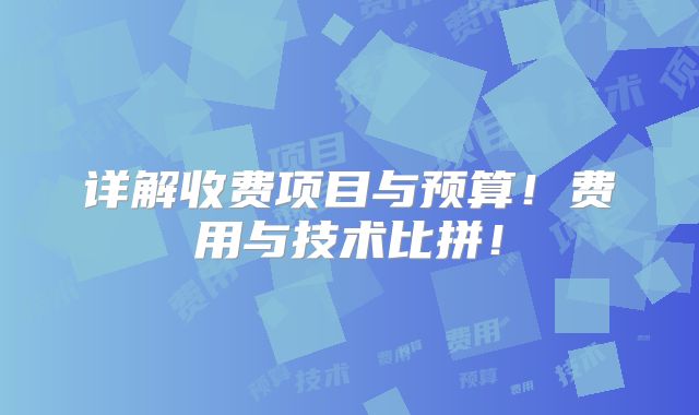 详解收费项目与预算!费用与技术比拼!