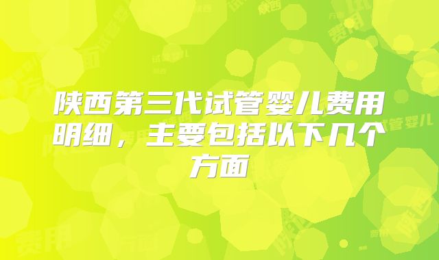 陕西第三代试管婴儿费用明细，主要包括以下几个方面