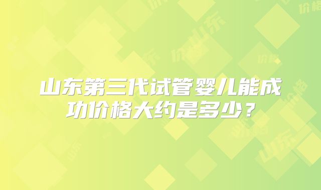 山东第三代试管婴儿能成功价格大约是多少?