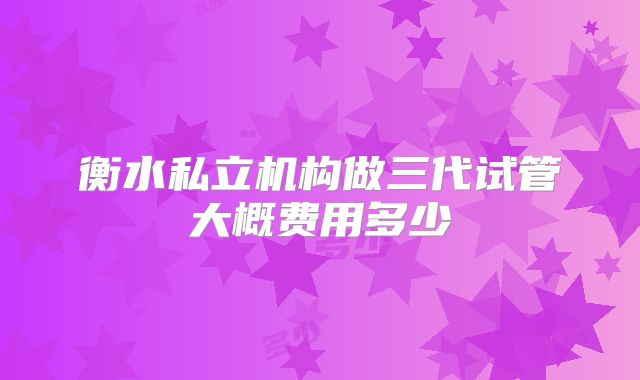衡水私立机构做三代试管大概费用多少