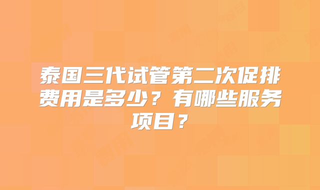 泰国三代试管第二次促排费用是多少？有哪些服务项目？