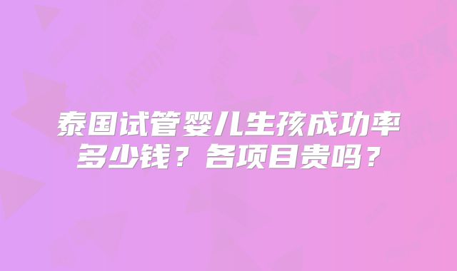 泰国试管婴儿生孩成功率多少钱？各项目贵吗？