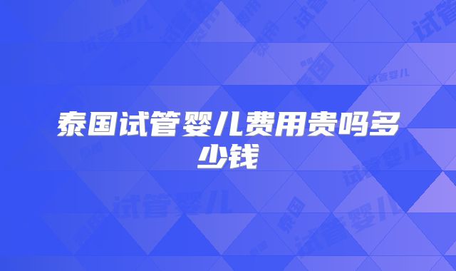 泰国试管婴儿费用贵吗多少钱