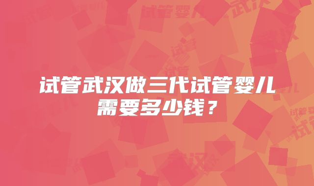 试管武汉做三代试管婴儿需要多少钱？
