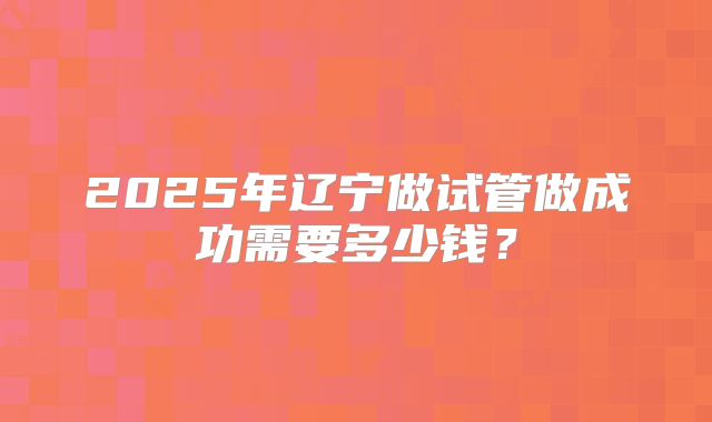 2025年辽宁做试管做成功需要多少钱？