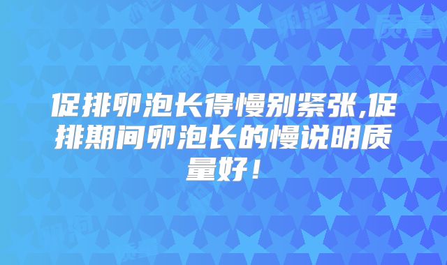 促排卵泡长得慢别紧张,促排期间卵泡长的慢说明质量好!