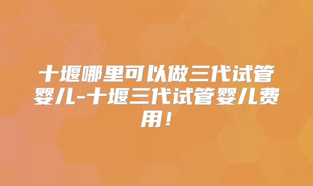 十堰哪里可以做三代试管婴儿-十堰三代试管婴儿费用！