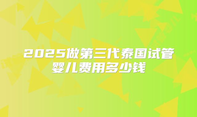 2025做第三代泰国试管婴儿费用多少钱
