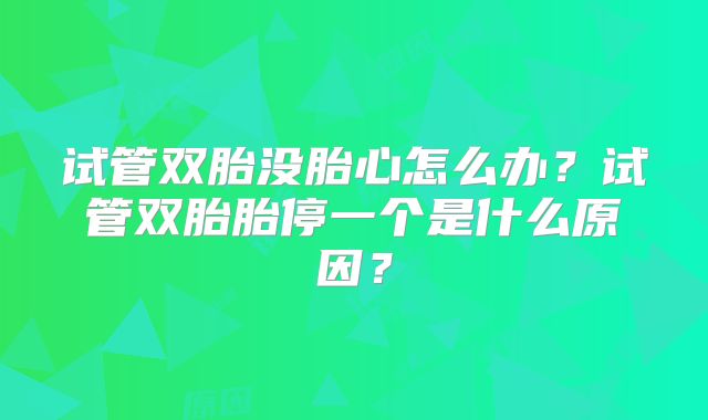 试管双胎没胎心怎么办?试管双胎胎停一个是什么原因?