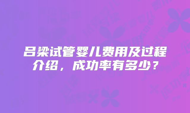 吕梁试管婴儿费用及过程介绍,成功率有多少?