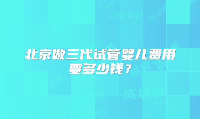北京做三代试管婴儿费用要多少钱？