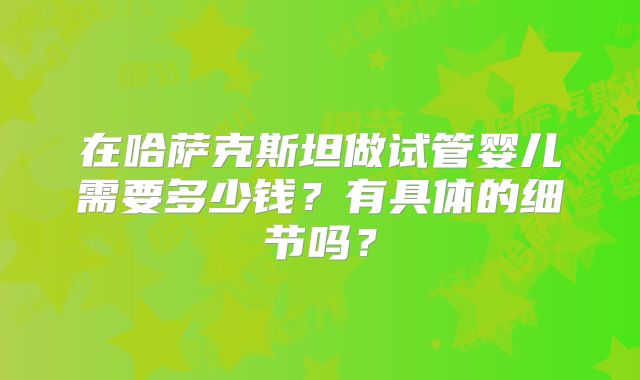 在哈萨克斯坦做试管婴儿需要多少钱？有具体的细节吗？