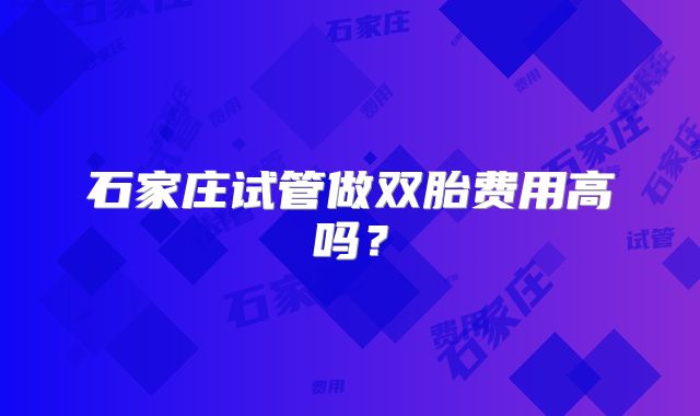 石家庄试管做双胎费用高吗?